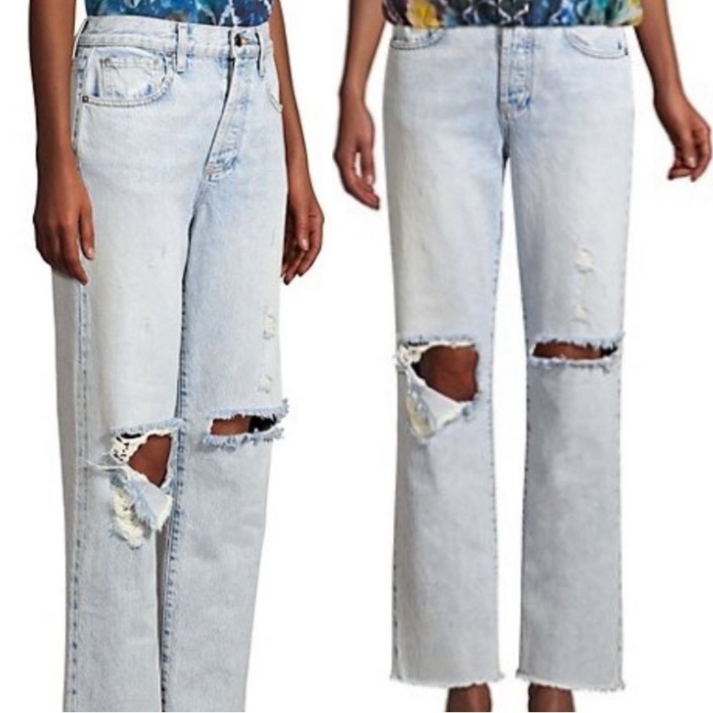 Alice + Olivia Amazing High Rise Boyfriend Distressed Jeans